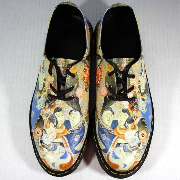 Dr. Martens 1461 Eastern Art Japanese Artist Studded Oxford Mens 9 RARE A1622 - Picture 2 of 8